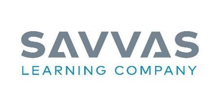 Logo of Savvas Learning Company in gray and blue text.