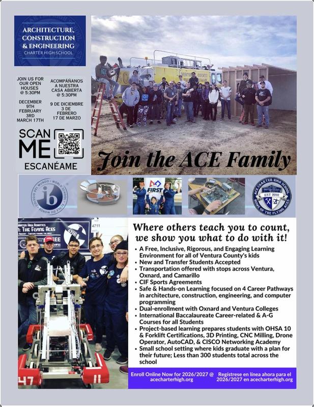 ACE Open House Schedule