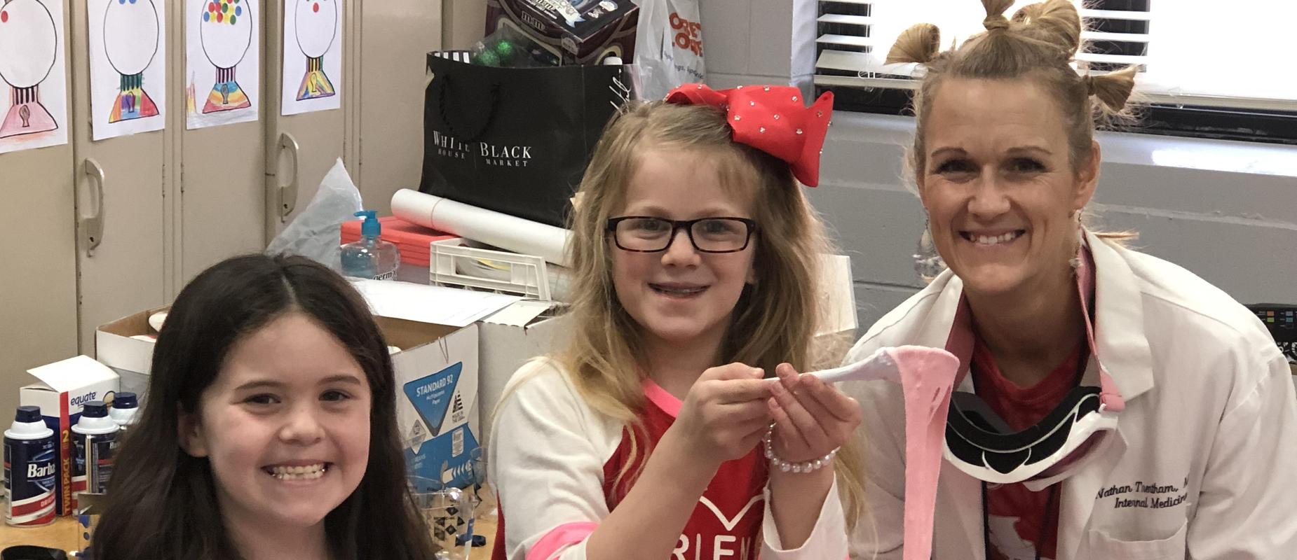 Students making slime