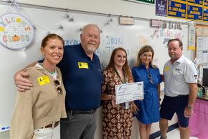 Reagan Taylor receiving a Frenship Foundation for Leadership Teacher Grant