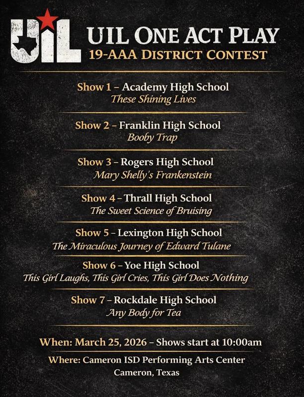 UIL One Act Play District Contest Flyer