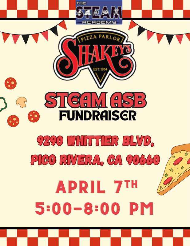 Support our ASB at the Shakey’s Fundraiser on Tuesday, April 7th from 5–8 PM.
