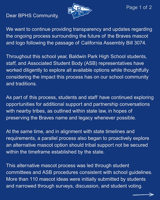 BPHS Community letter page 1