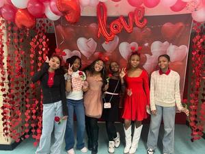 Some of the 8th graders taking pictures