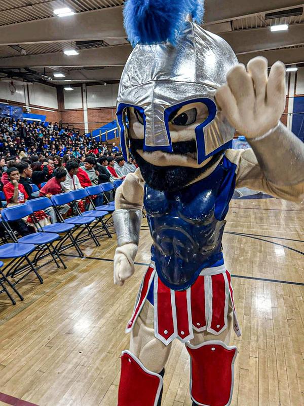 simons middle school spartan mascot in full school spirit