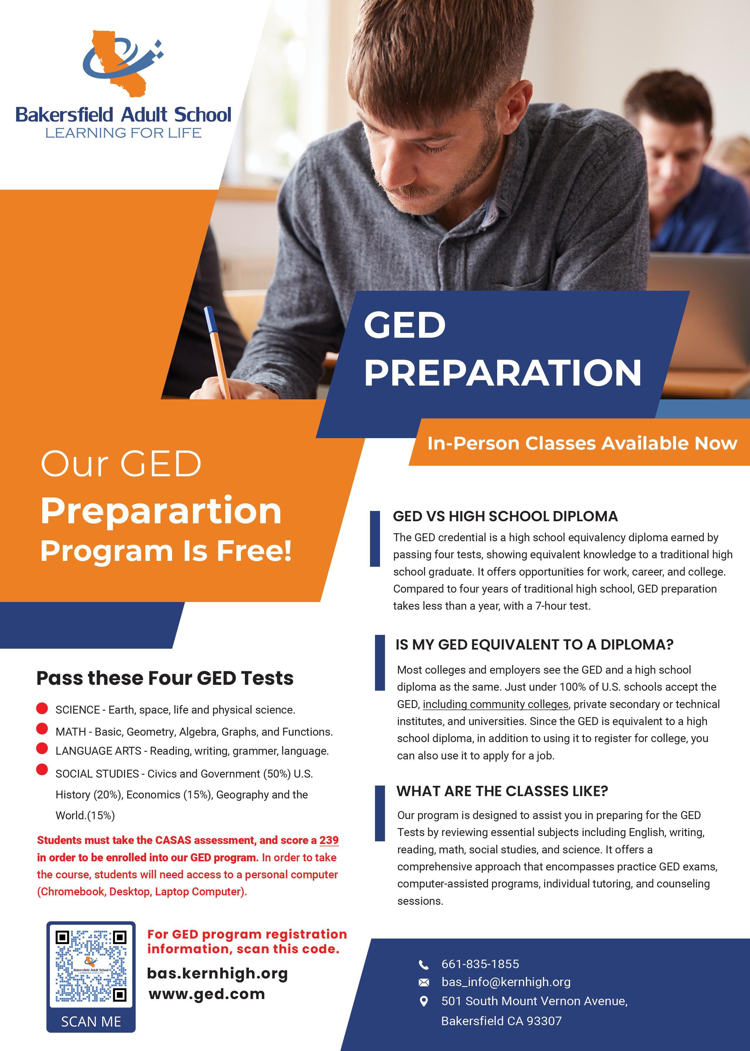 GED Classes Bakersfield Adult School GED Preparation