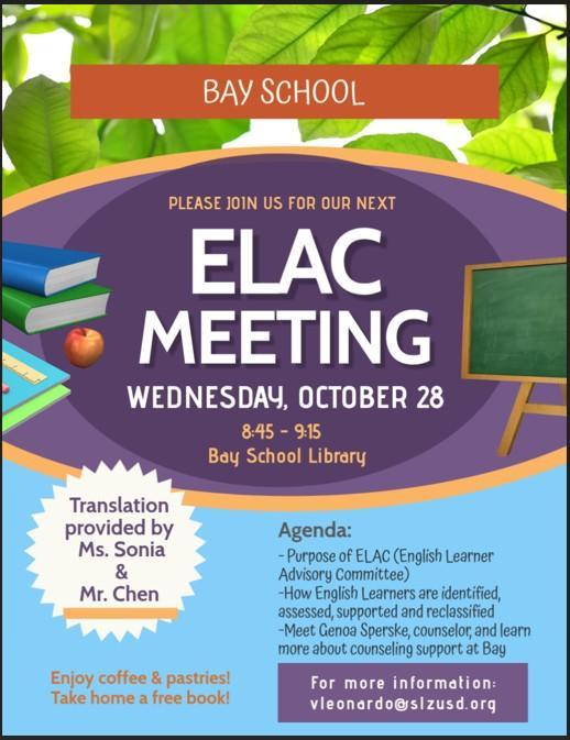 ELAC MEETING 10/28 Featured Photo