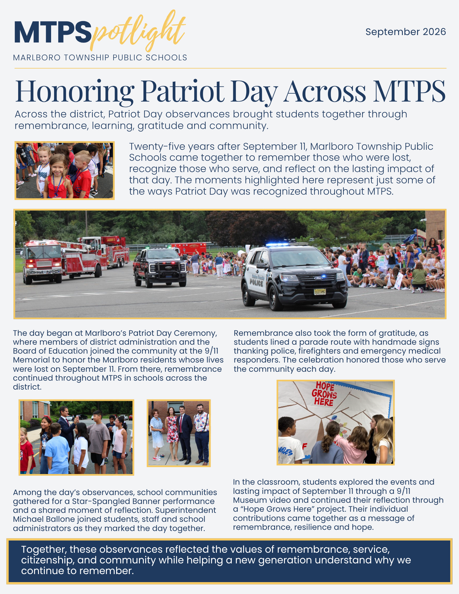 Honoring Patriot Day Across MTPS