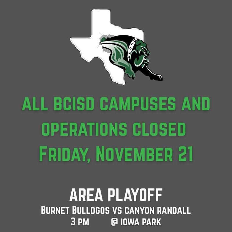 All BCISD Campuses and Operations Closed Friday, November 21 Featured Photo