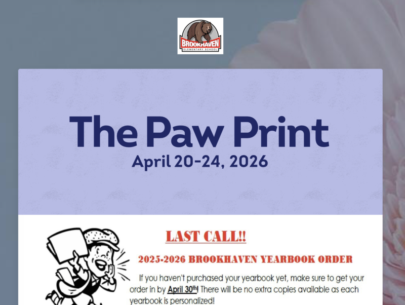 The Paw Print: Week of April 20th