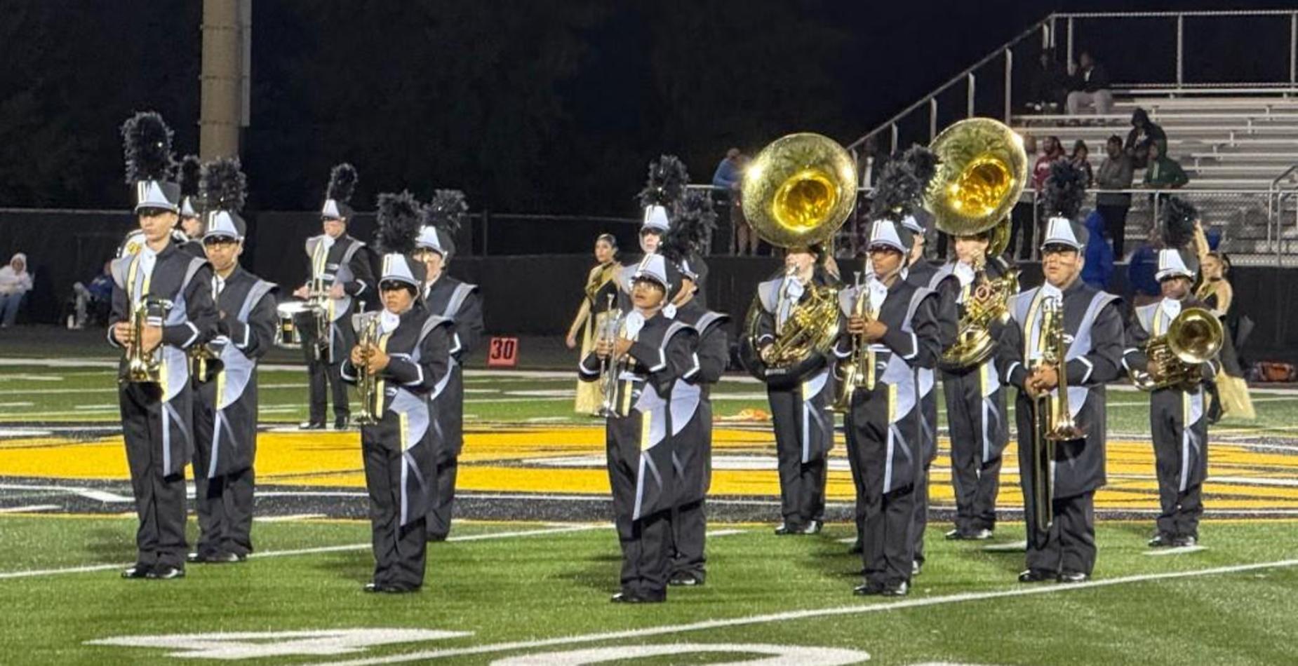 Marching band on football field