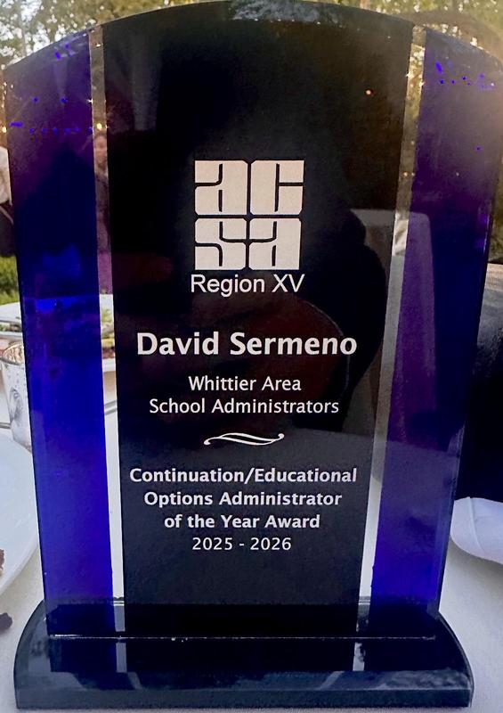 image of a award to David Sermeno