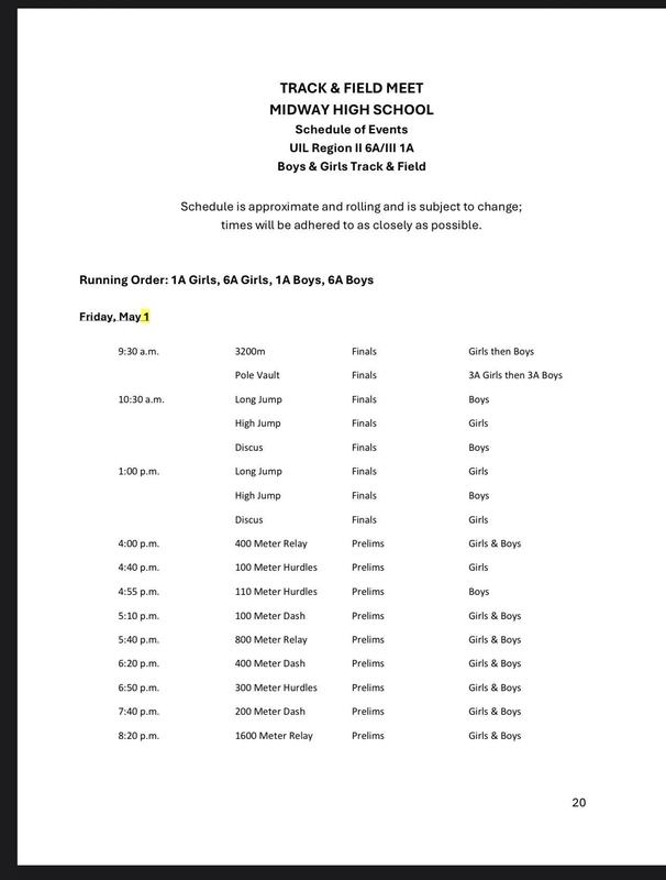 REGIONAL TRACK SCHEDULE Featured Photo