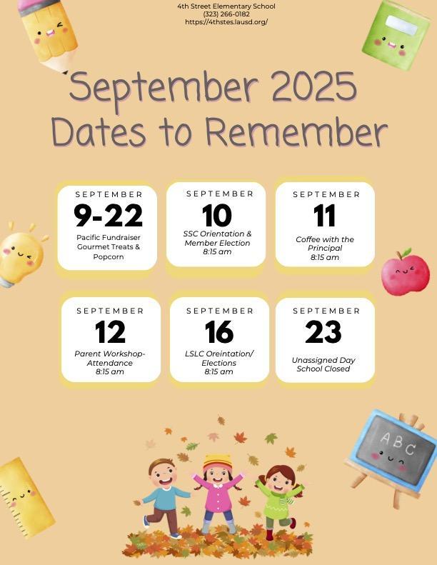 Dates to Remember September 2025