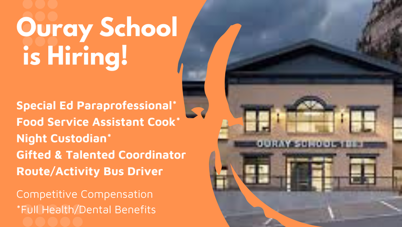 Ouray hiring graphic with open positions