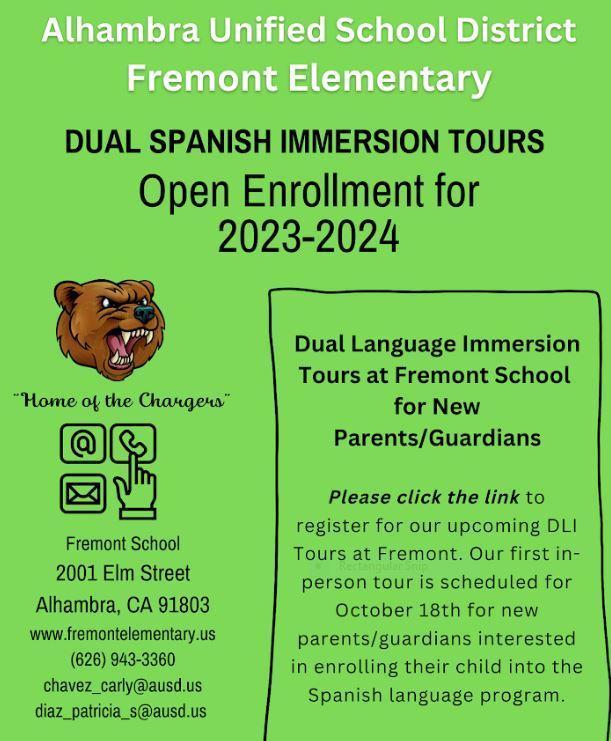 Dual Language Immersion Tours at Fremont for New Parents/Guardians Featured Photo