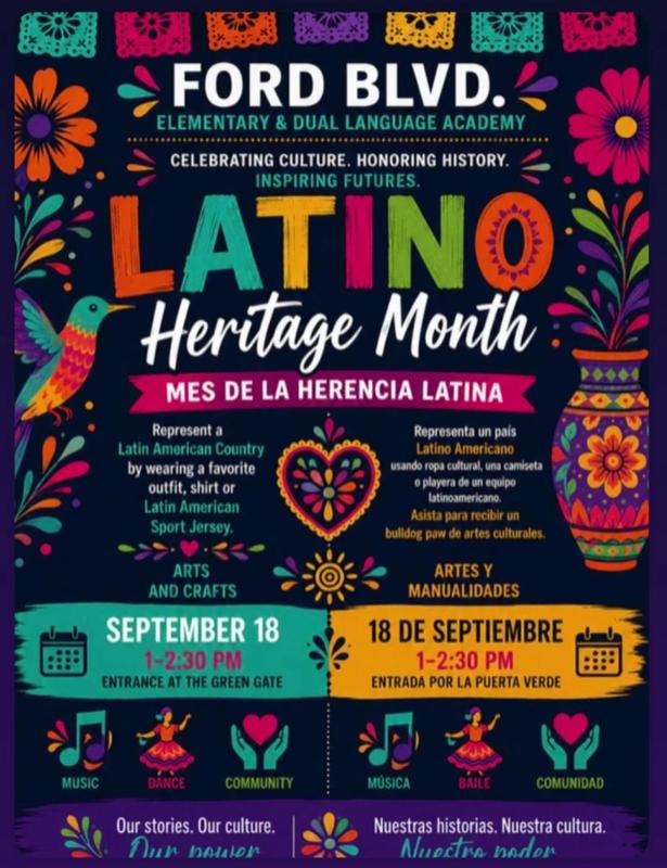 ford family flyer announcing the latino heritage event for september 18