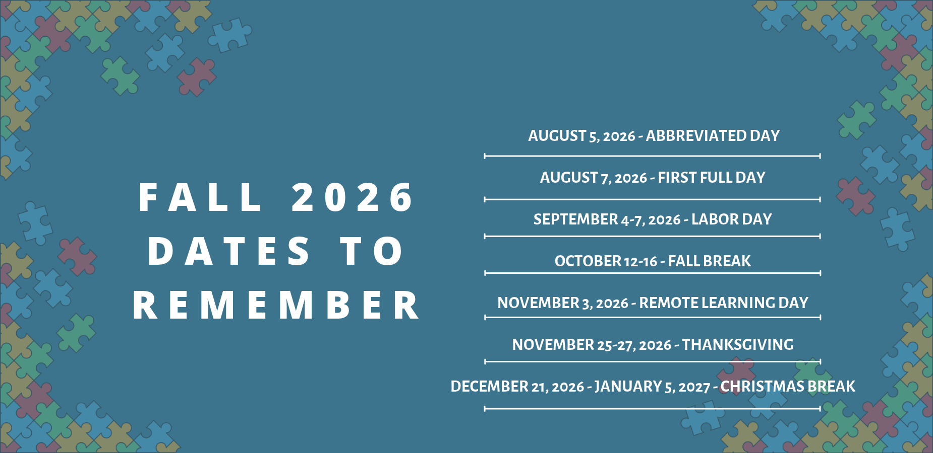 Fall student holidays