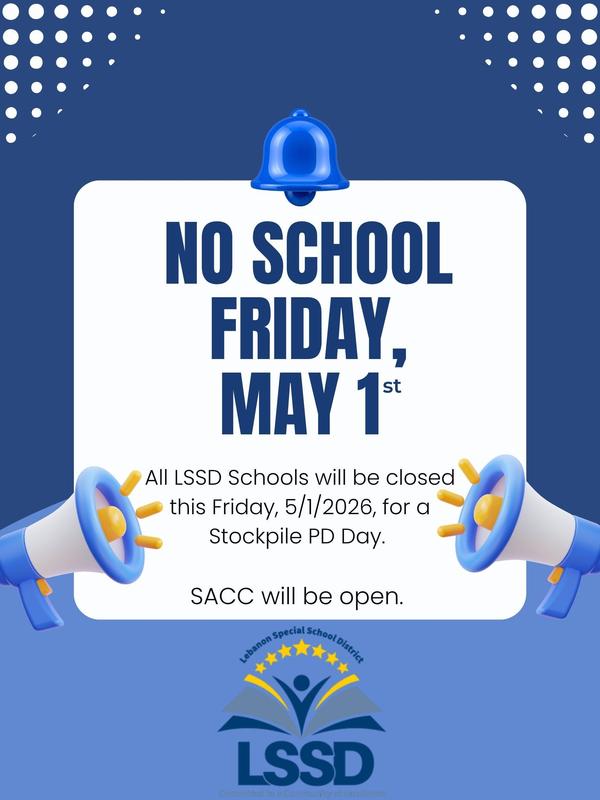 blue flyer with large print and megaphones