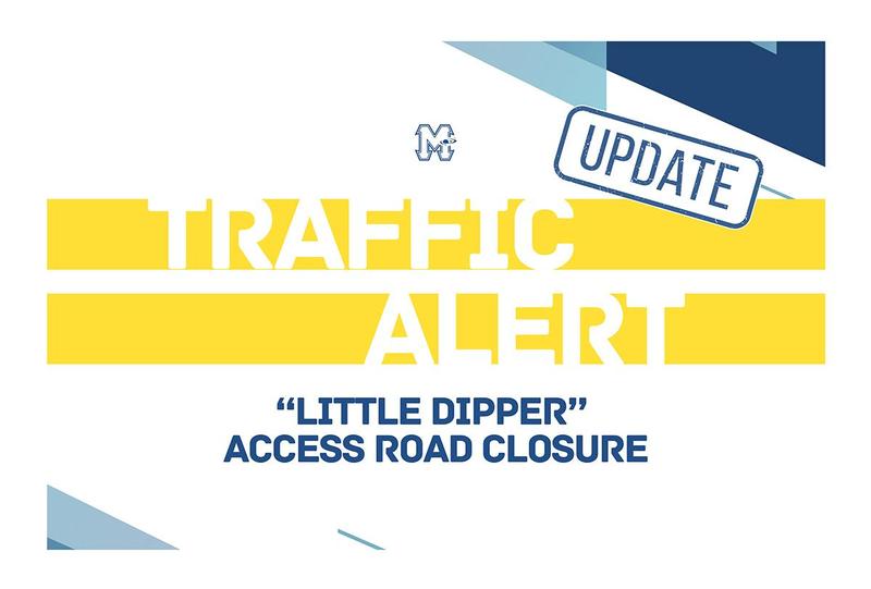a blue and white background with the words Traffic alert highlighted in yellow