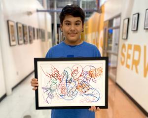 Andrew Almagabar, MVMS, at Fall art show