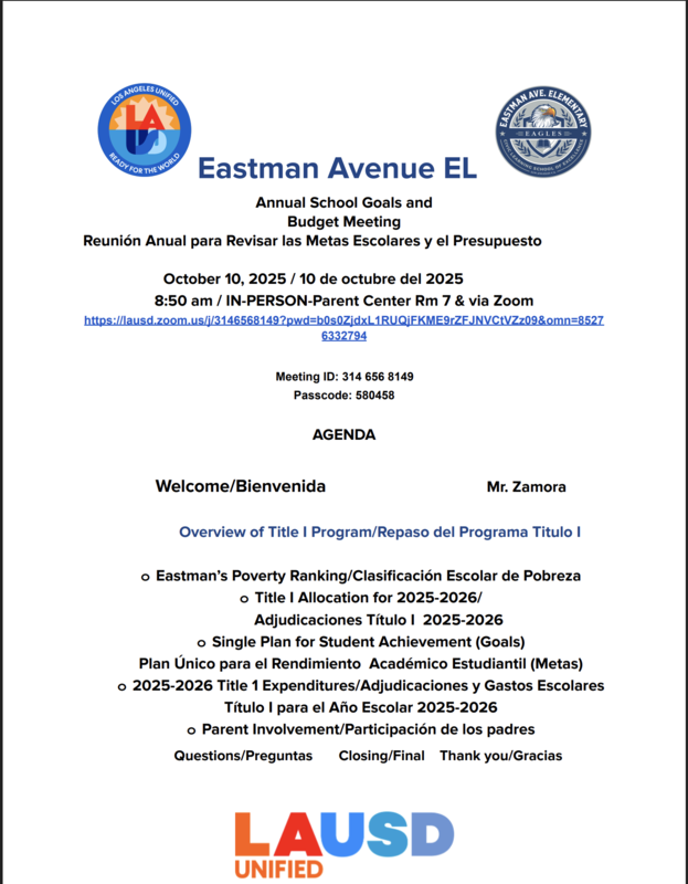 Annual School Goals and  Budget Consultation Meeting