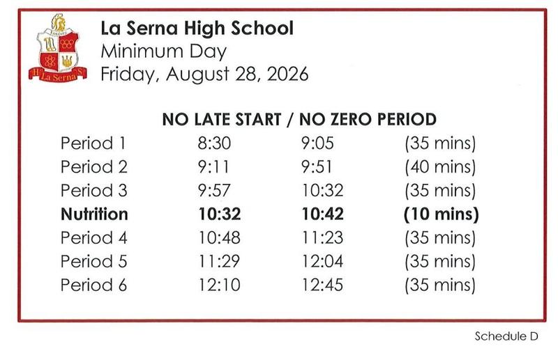 min day bell schedule