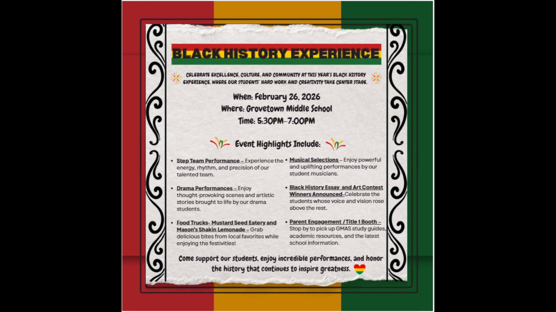 Black History Experience Event February 26th.