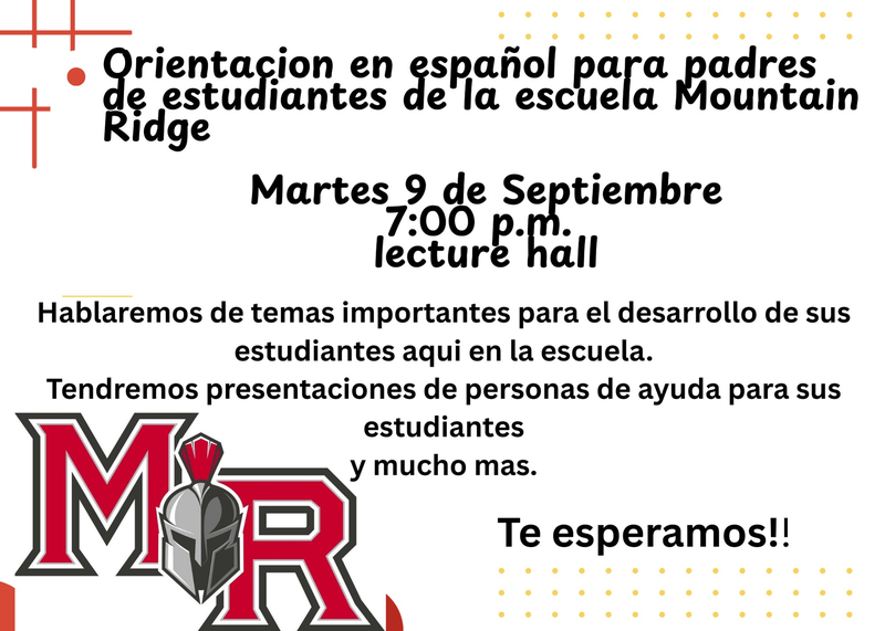 Spanish Orientation for Parents of Mountain Ridge Students