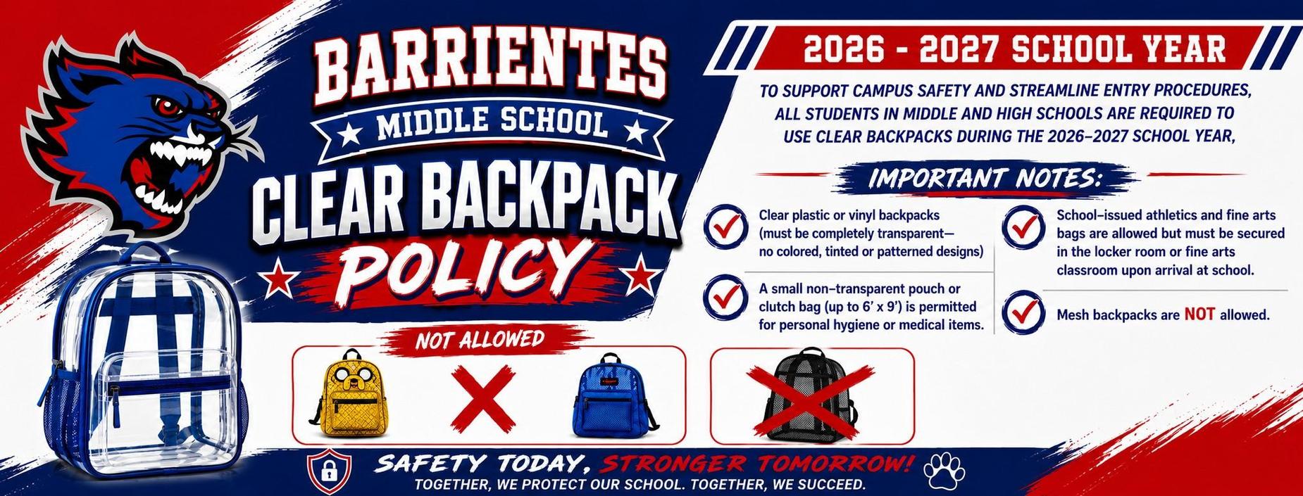 BMS Clear Backpack Policy