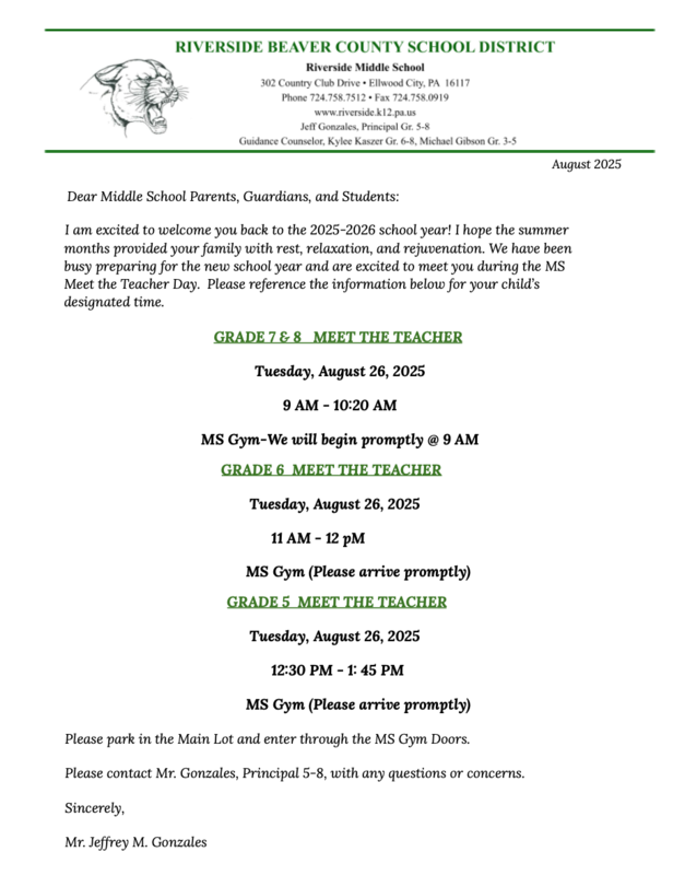 MEET THE TEACHER FOR GRADES 5-8 STUDENTS Featured Photo