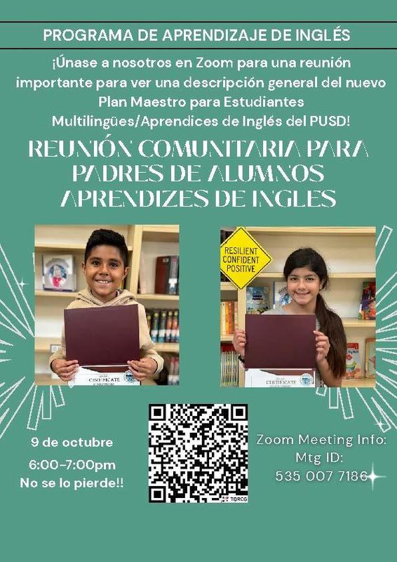 EL/ML Parent Townhall Meeting 10/9/25 - Spanish text