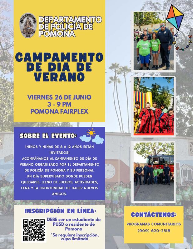 City of Pomona- Summer Day Camp - image for web, Spanish text