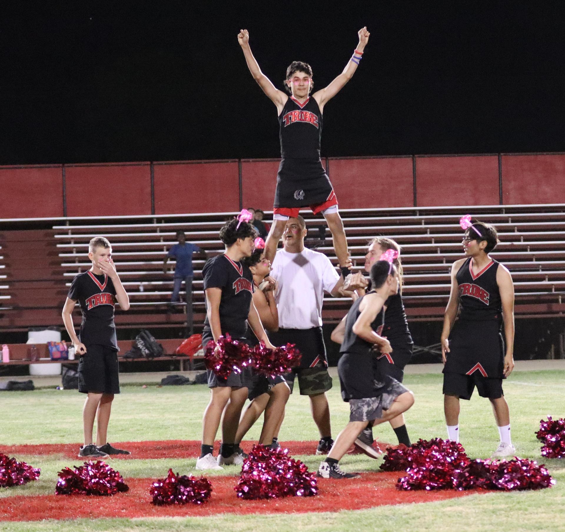 cheerleaders performing at halftime