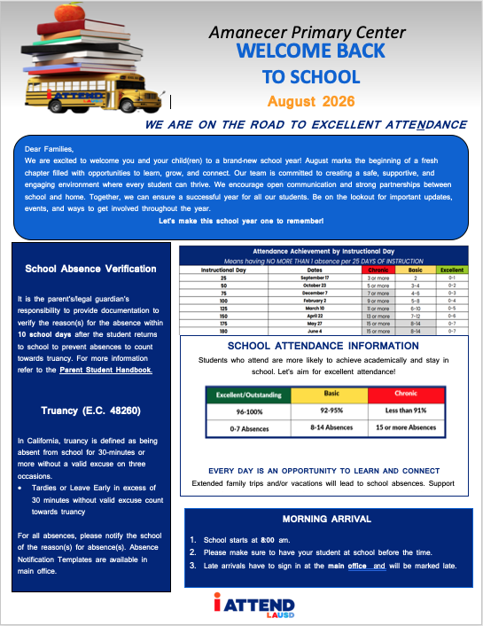 August Attendance Newsletter