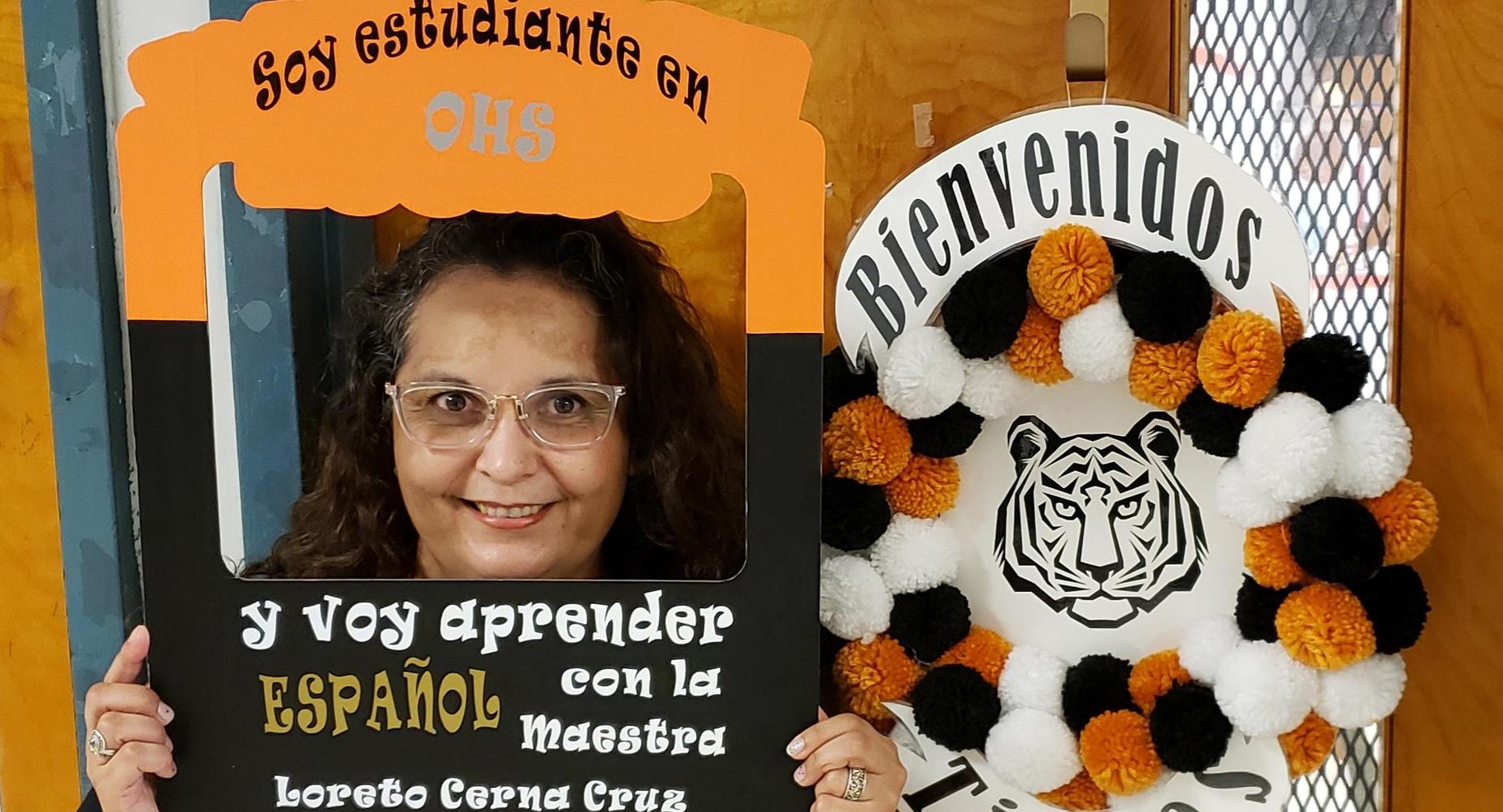 Ms. Cruz welcomes students to Spanish