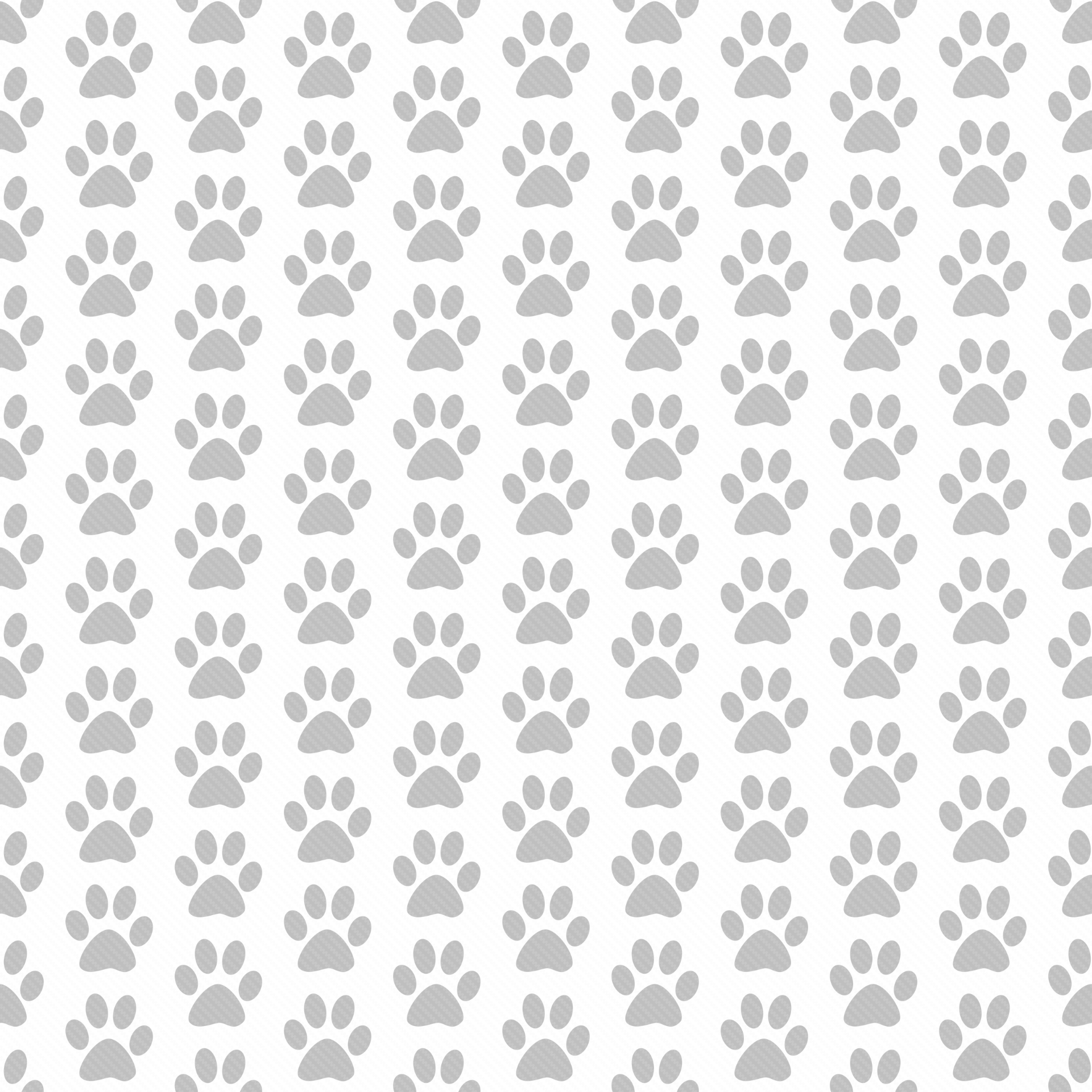 Repeating gray paw print pattern on a white background.