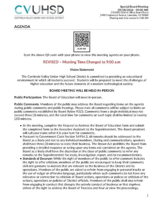 Special Meeting 9/28/26