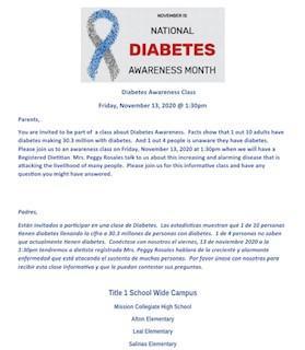 Diabetes Awareness Class / Clase de Prevencion del Diabetes Featured Photo