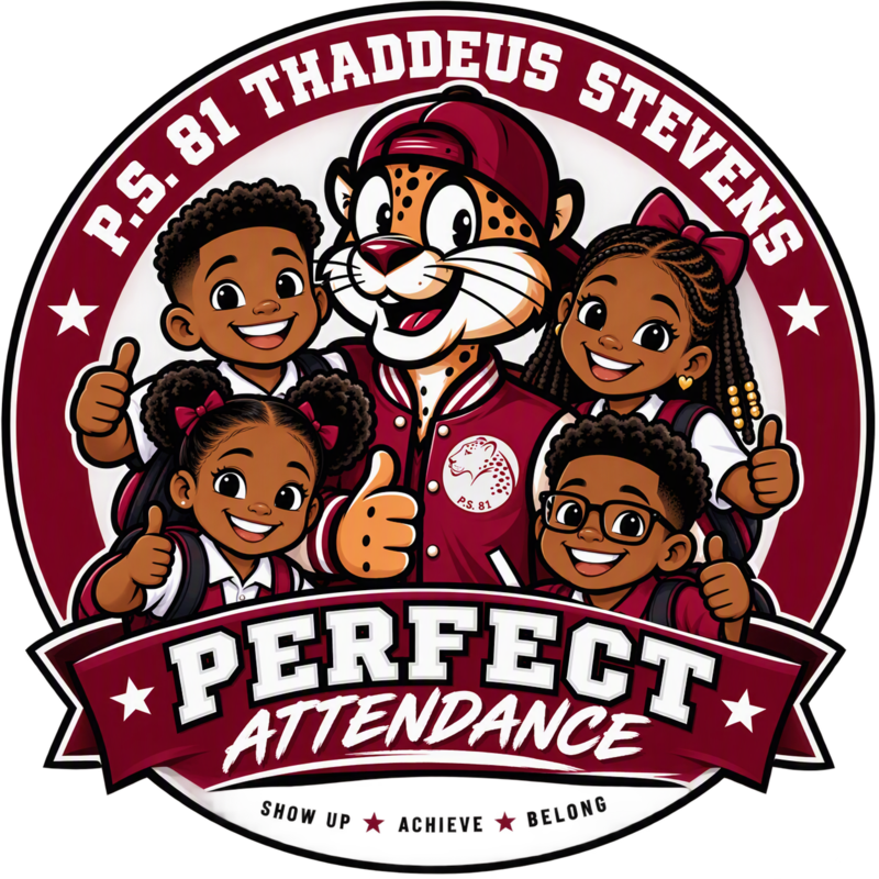 P.S. 81 Perfect Attendance Chester the Cheetah Logo
