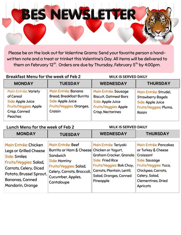 BES weekly newsletter for the week of Feb 2
