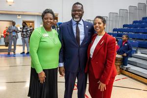 Mayor Brandon Johnson at Holy Family School