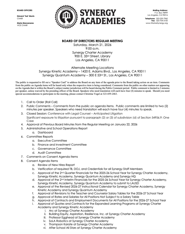 Board Meeting Agenda 3/21/26 Featured Photo