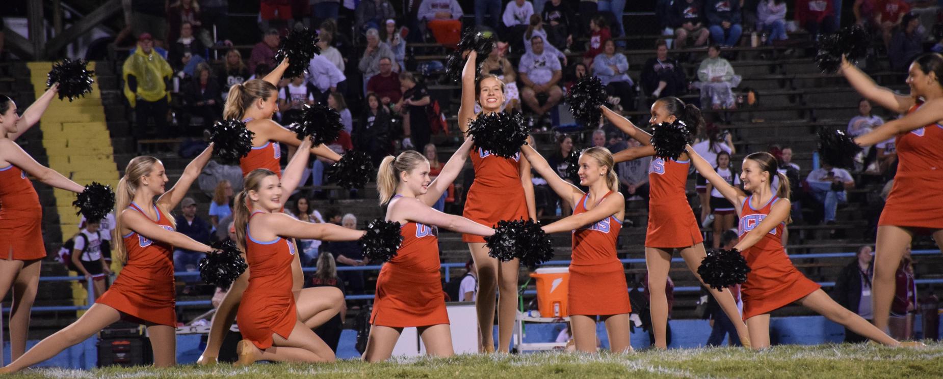 Dance team dancing at a football game