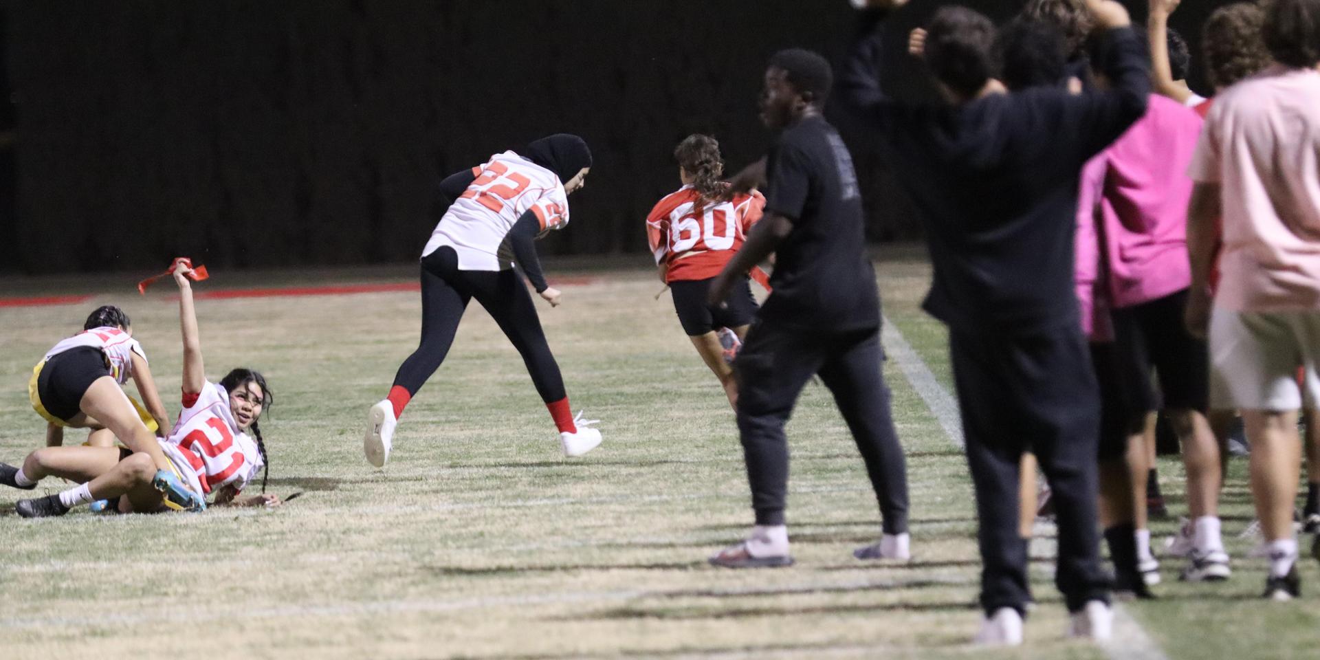 girls playing flag football