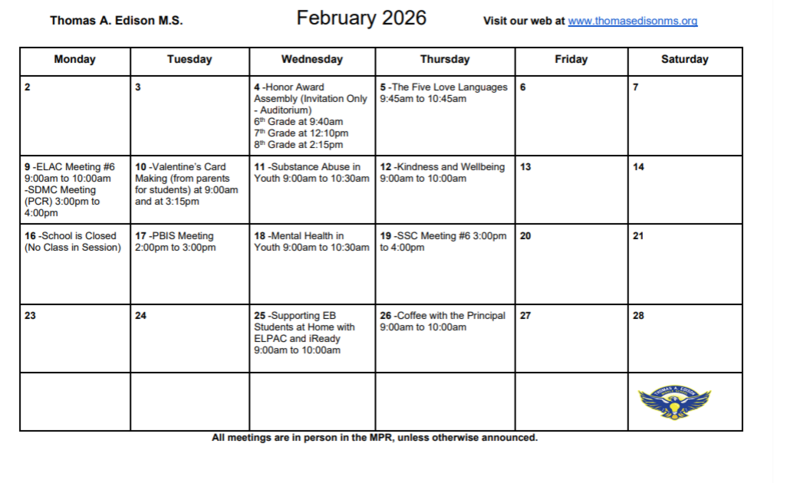 Edison February Calendar Featured Photo