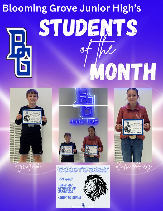 BGJH Students of the Month Featured Photo