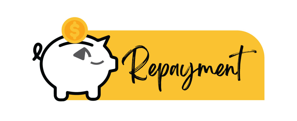 Piggybank with coin with text "Repayment"