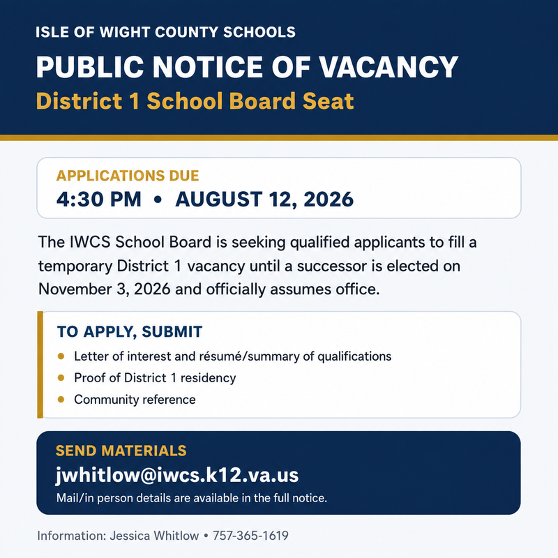 district 1 vacancy announcement