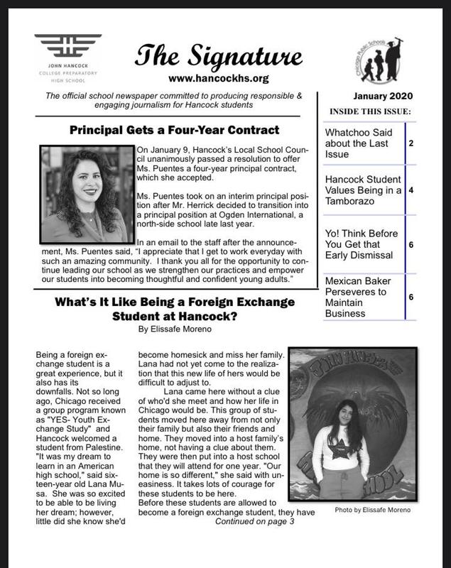 January issue of the school paper